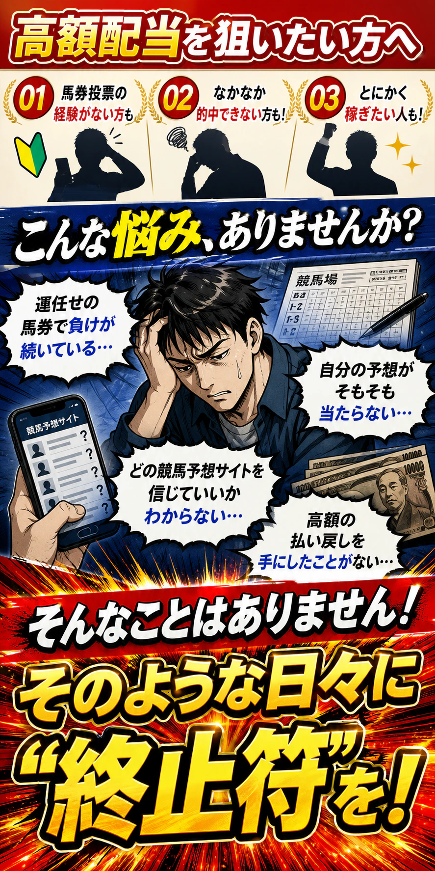 高額配当を狙いたい方へ。こんな悩みありませんか。そんなことはありません。そのような日々に終止符を。